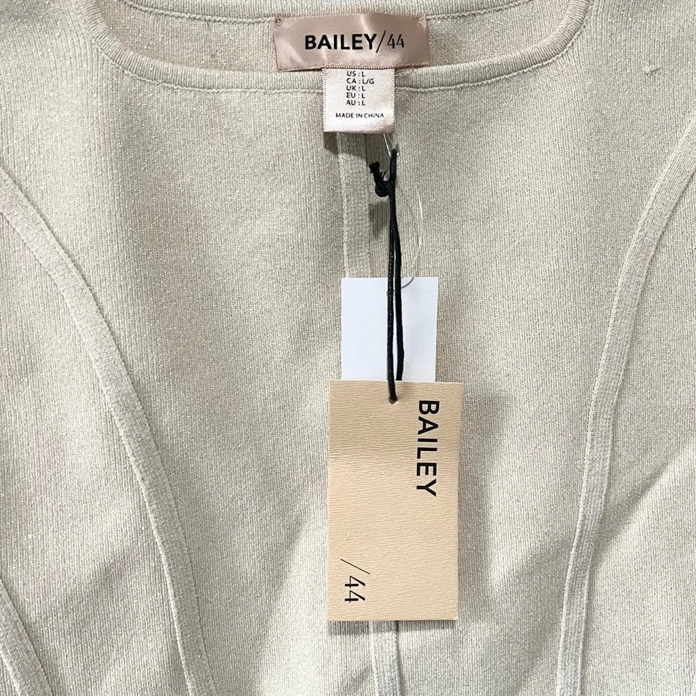 BAILEY/44-NWT Nude Neutral Light Tan Sleeveless Sparkly Top Size L - Picture 5 of 5